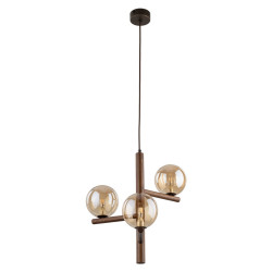 NOWOŚĆ 11095 ESTERA WOOD ORZECH BURSZTYN LAMPA WISZACA 3XG9 Tk Lighting