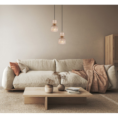 Lampa wisząca pojedyncza Balme PND-3619-1-BRO-AMB czarna Italux