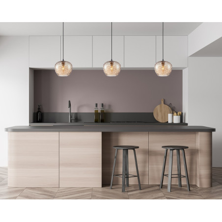 Lampa wisząca pojedyncza Bresco PND-3033-1-BRO-AMB czarna Italux