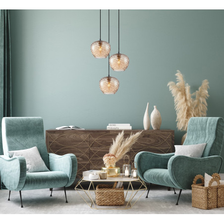 Lampa wisząca potrójna Bresco PND-3033-3A-BRO-AMB czarna Italux