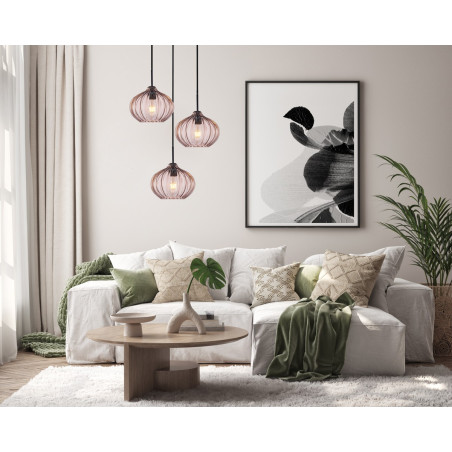 Lampa wisząca potrójna Pansol PND-2940-3AS-BK-CF czarna Italux
