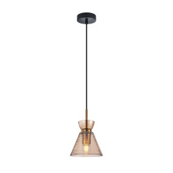 Lampa wisząca pojedyncza Balme PND-3621-1-BRO-AMB czarna Italux