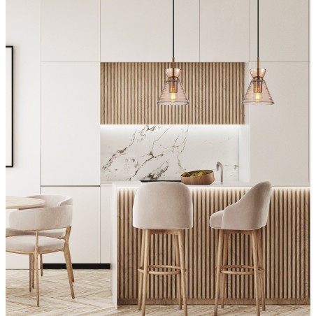 Lampa wisząca pojedyncza Balme PND-3621-1-BRO-AMB czarna Italux