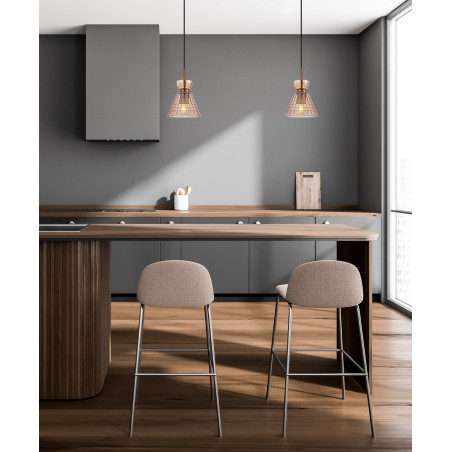 Lampa wisząca pojedyncza Balme PND-3624-1-BRO-AMB czarna Italux