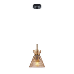 Lampa wisząca pojedyncza Balme PND-3627-1-BRO-AMB czarna Italux