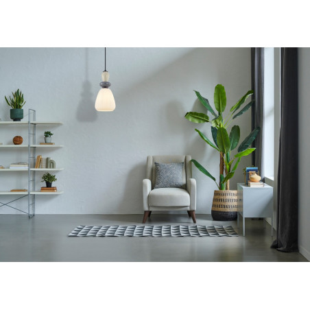 Lampa wisząca pojedyncza Domali PND-36816-1D-BK-WH czarna Italux