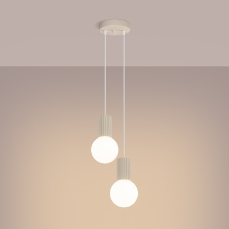 NOWOŚĆ Lampa wisząca HALO 2P beżowaSL.1973 Sollux