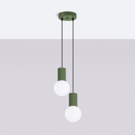 NOWOŚĆ Lampa wisząca HALO 2P zielona oliwkaSL.1974 Sollux