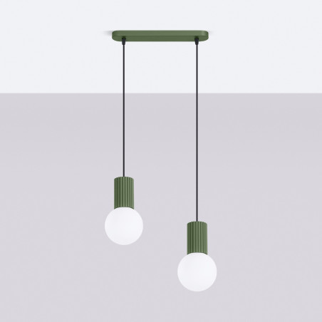 NOWOŚĆ Lampa wisząca HALO 2L zielona oliwkaSL.1984 Sollux