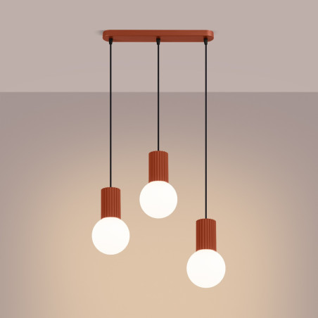 NOWOŚĆ Lampa wisząca HALO 3L ochra czerwonaSL.1995 Sollux