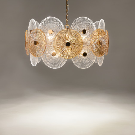 Lampa wisząca szklana brązowa 8-punktowa MOD007PL-08G z serii Aster - Lampy Maytoni