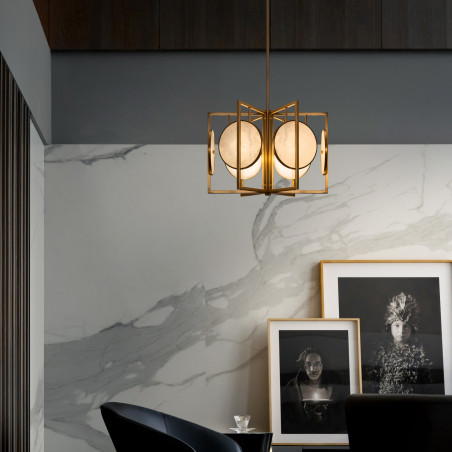 Lampa wisząca alabastrowa mosiężna 6-punktowa MOD099PL-06G z serii Marmo - Lampy Maytoni