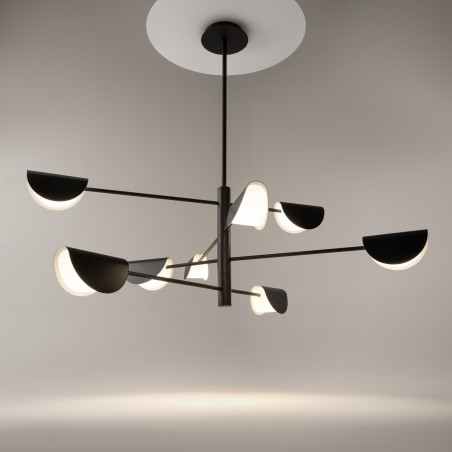 Lampa wisząca metalowa czarna 8-punktowa MOD126PL-08B z serii Mollis - Lampy Maytoni