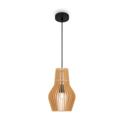 Lampa wisząca drewniana czarna MOD191PL-01W1 z serii Roots - Lampy Maytoni