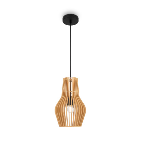 Lampa wisząca drewniana czarna MOD191PL-01W1 z serii Roots - Lampy Maytoni