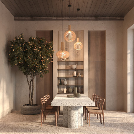 Lampa wisząca drewniana czarna MOD193PL-01W1 z serii Roots - Lampy Maytoni