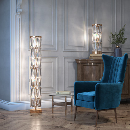 Lampa podłogowa kryształowa złota 8-punktowa MOD043FL-08G z serii Puntes - Lampy Maytoni