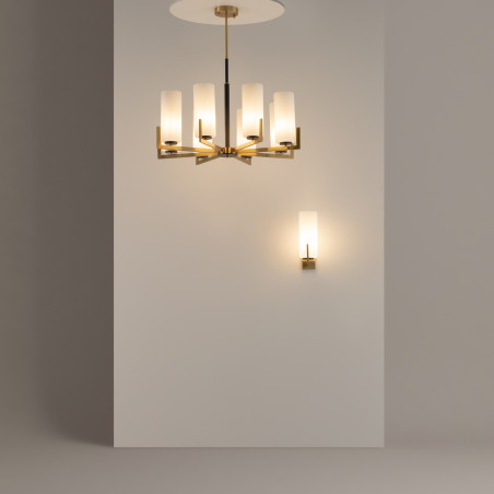 Lampa wisząca szklana czarno-mosiężna 8-punktowa MOD089PL-08BS z serii Fortano - Lampy Maytoni