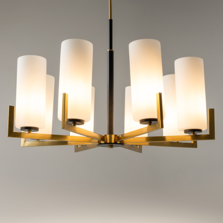 Lampa wisząca szklana czarno-mosiężna 8-punktowa MOD089PL-08BS z serii Fortano - Lampy Maytoni