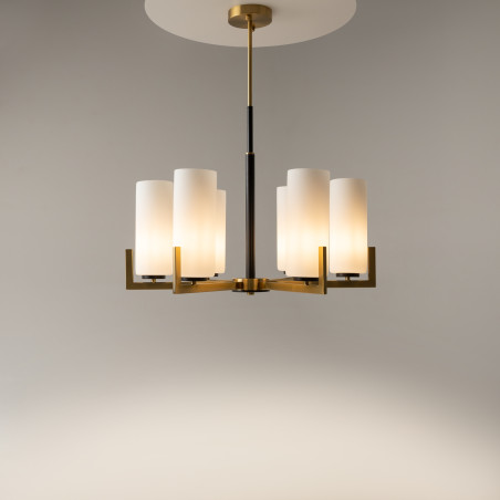 Lampa wisząca szklana czarno-mosiężna 6-punktowa MOD089PL-06BS z serii Fortano - Lampy Maytoni