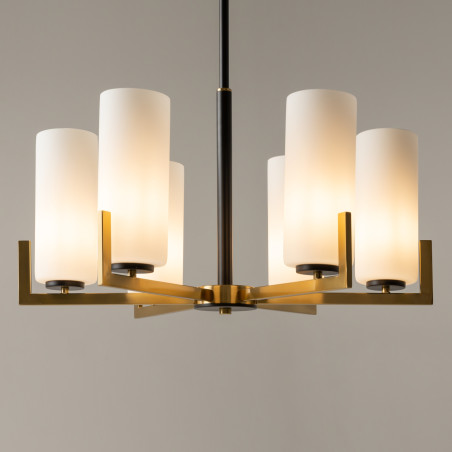 Lampa wisząca szklana czarno-mosiężna 6-punktowa MOD089PL-06BS z serii Fortano - Lampy Maytoni
