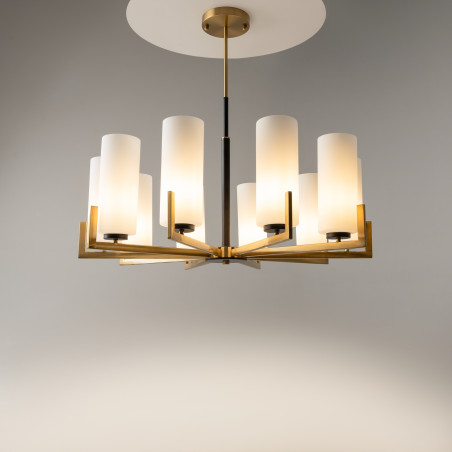 Lampa wisząca szklana czarno-mosiężna 10-punktowa MOD089PL-10BS z serii Fortano - Lampy Maytoni