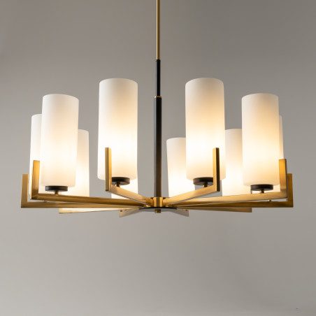 Lampa wisząca szklana czarno-mosiężna 10-punktowa MOD089PL-10BS z serii Fortano - Lampy Maytoni
