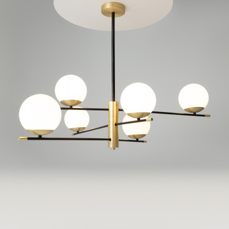 Lampa wisząca szklana czarna 6-punktowa MOD048PL-06G z serii Nostalgia - Lampy Maytoni