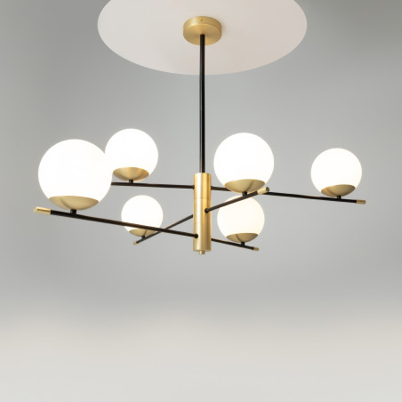 Lampa wisząca szklana czarna 6-punktowa MOD048PL-06G z serii Nostalgia - Lampy Maytoni