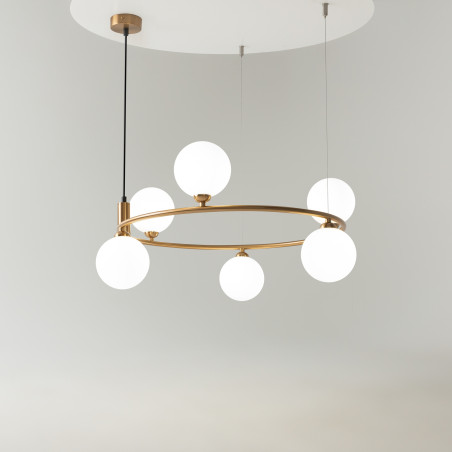 Lampa wisząca szklana miedziana 6-punktowa MOD013PL-06BS1 z serii Ring - Lampy Maytoni