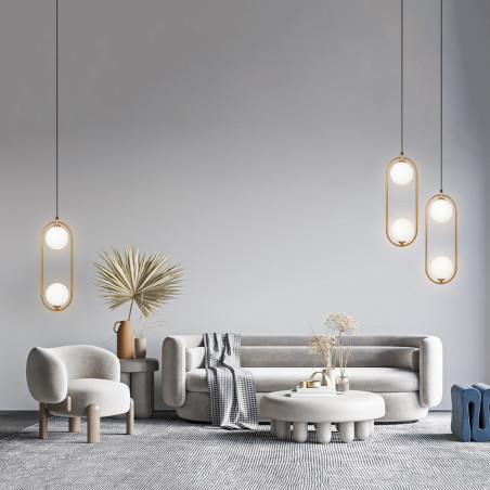 Lampa wisząca szklana miedziana 2-punktowa MOD013PL-02BS1 z serii Ring - Lampy Maytoni