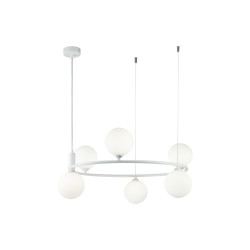 Lampa wisząca szklana biała 6-punktowa MOD013PL-06W z serii Ring - Lampy Maytoni