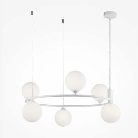 Lampa wisząca szklana biała 6-punktowa MOD013PL-06W z serii Ring - Lampy Maytoni