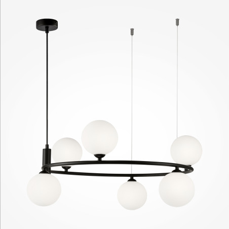 Lampa wisząca szklana czarna 6-punktowa MOD013PL-06B z serii Ring - Lampy Maytoni