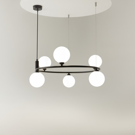Lampa wisząca szklana czarna 6-punktowa MOD013PL-06B z serii Ring - Lampy Maytoni