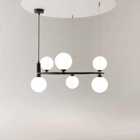 Lampa wisząca szklana czarna 6-punktowa MOD013PL-06B z serii Ring - Lampy Maytoni