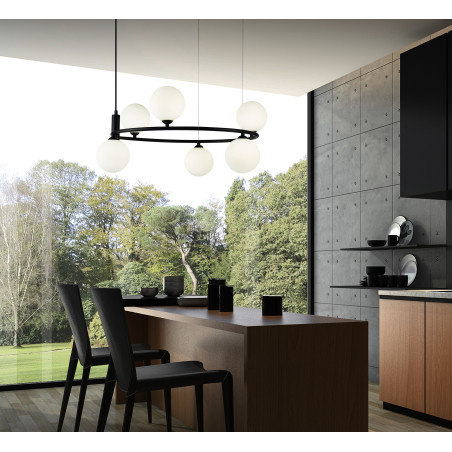 Lampa wisząca szklana czarna 6-punktowa MOD013PL-06B z serii Ring - Lampy Maytoni