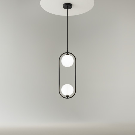 Lampa wisząca szklana czarna 2-punktowa MOD013PL-02B z serii Ring - Lampy Maytoni