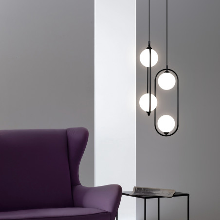 Lampa wisząca szklana czarna 2-punktowa MOD013PL-02B z serii Ring - Lampy Maytoni