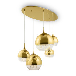 Lampa wisząca szklano-metalowa złota 5-punktowa P140-PL-170-5-G z serii Fermi - Lampy Maytoni