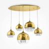 Lampa wisząca szklano-metalowa złota 5-punktowa P140-PL-170-5-G z serii Fermi - Lampy Maytoni
