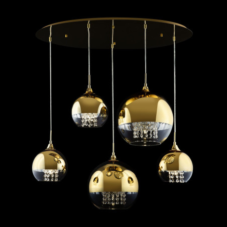 Lampa wisząca szklano-metalowa złota 5-punktowa P140-PL-170-5-G z serii Fermi - Lampy Maytoni