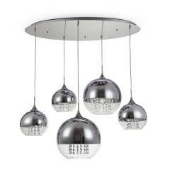 Lampa wisząca szklano-metalowa niklowa 5-punktowa P140-PL-170-5-N z serii Fermi - Lampy Maytoni