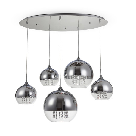 Lampa wisząca szklano-metalowa niklowa 5-punktowa P140-PL-170-5-N z serii Fermi - Lampy Maytoni