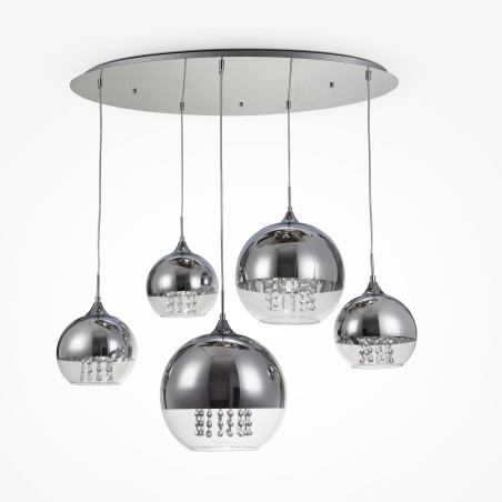 Lampa wisząca szklano-metalowa niklowa 5-punktowa P140-PL-170-5-N z serii Fermi - Lampy Maytoni