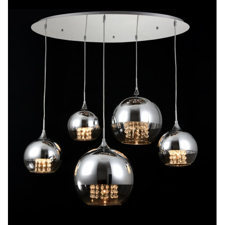 Lampa wisząca szklano-metalowa niklowa 5-punktowa P140-PL-170-5-N z serii Fermi - Lampy Maytoni