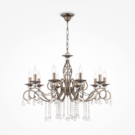 Lampa wisząca metalowa brązowa 10-punktowa RC247-PL-10-R z serii Grace - Lampy Maytoni
