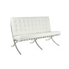 NOWOŚĆ T03-2.WHITE.PP Sofa dwuosobowa BARCELON PRESTIGE PLUS  biała - włoska skóra naturalna, stal  King Home