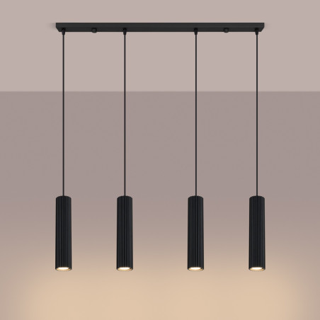 NOWOŚĆ Lampa wisząca KARBON 4L czarnySL.2003 Sollux
