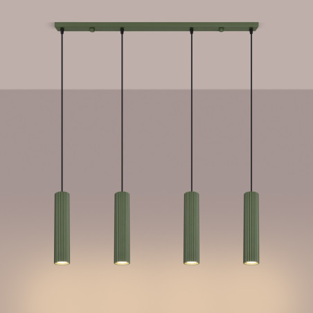 NOWOŚĆ Lampa wisząca KARBON 4L zielona oliwkaSL.2005 Sollux